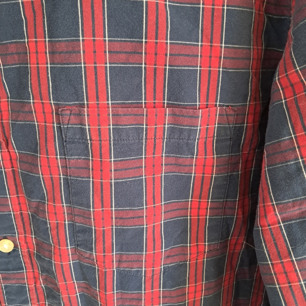 Vintage J.Crew Men’s XL Tartan Plaid Red Blue Button Down Shirt Long Sleeve - Picture 4 of 10